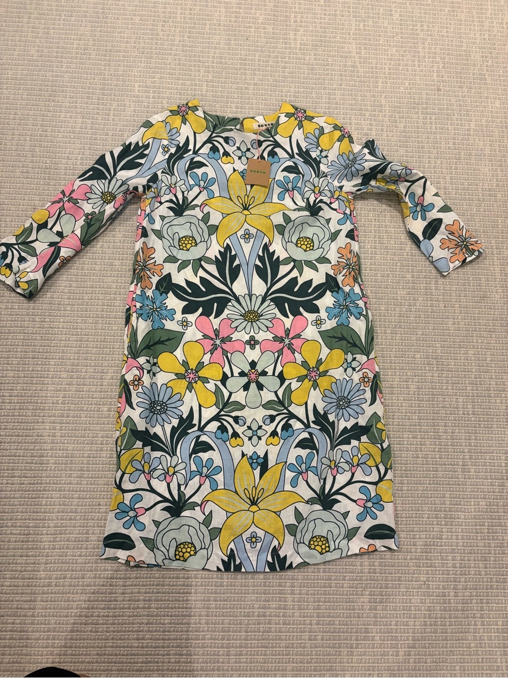 Boden linen dress NWT 6L linen flare short dress floral